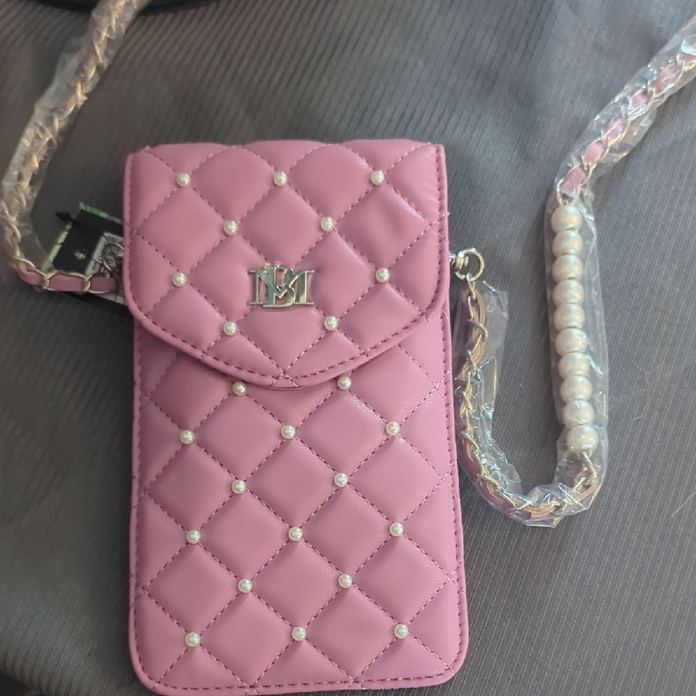 Badgley Mischka Pink Quilted Crossbody Bag